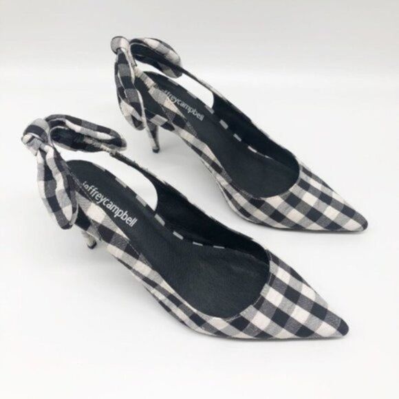 Jeffrey Campbell Cindy Gingham Slingback Pumps – Retro Chic with a Modern Twist​ - Picture 2 of 8